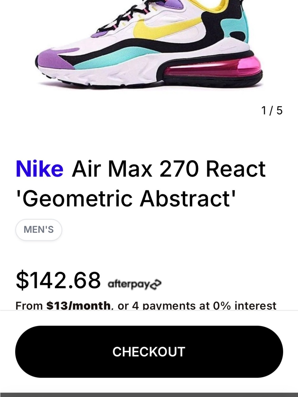 Nike Air Max 270 React 'GeometricAbstract' Multicolor in White Purple Yellow Min - Picture 7 of 7